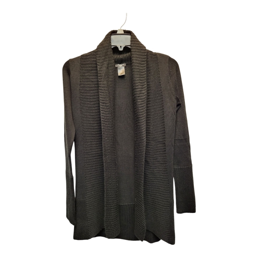 Ann Taylor Factory Black Wool Blend Ribbed Shawl Collar Cardigan - Size XSP